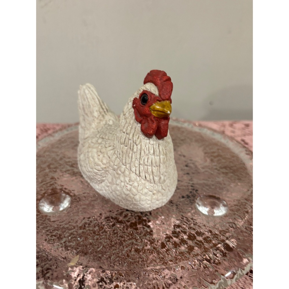 Stone Critters Collection White Hen Chicken Figurine Farmhouse Decor 3 inch